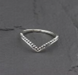 Anel Millgrain ajustável Chevron de prata esterlina