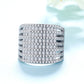 Anel com faixa prateada e cristais Swarovski