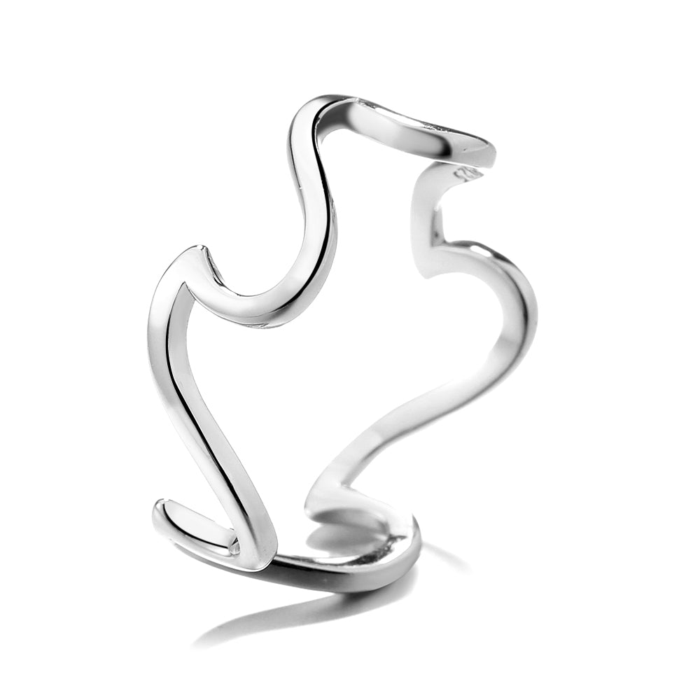 Anel de onda minimalista em prata esterlina