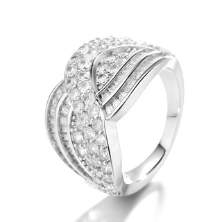 14k White Gold Plated Layered Pave Swarovski Crystal Diamond Ring