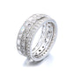 Conjunto de alianças Silvertone Milgrain com cristais Swarovski
