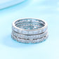 Conjunto de alianças Silvertone Milgrain com cristais Swarovski