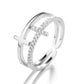 Anel com cruz lateral em ouro branco 18k, ouro amarelo e ouro rosa com cristais