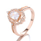 Anel de noivado vintage com diamante e cristal Swarovski em ouro rosa 18K