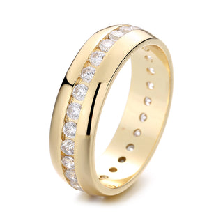 Anel Channel em ouro branco 14K com cristais Swarovski