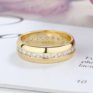 Anel Channel em ouro branco 14K com cristais Swarovski