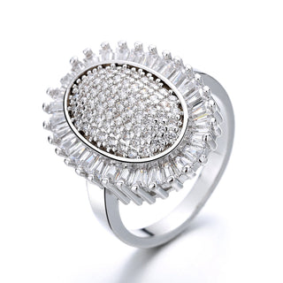 14k Gold-Plated And Sterling Silver Oval Starburst Ring with Swarovski Crystals