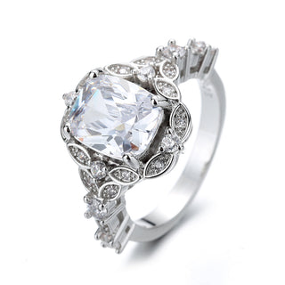 14K White Gold Plated Ageless Engagement ring with crystals from Swarovski