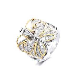 Artisan Two-Tone Filigree Dragonfly Ring