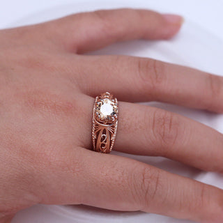14k Rose Gold Filigree Engagement Champagne Ring