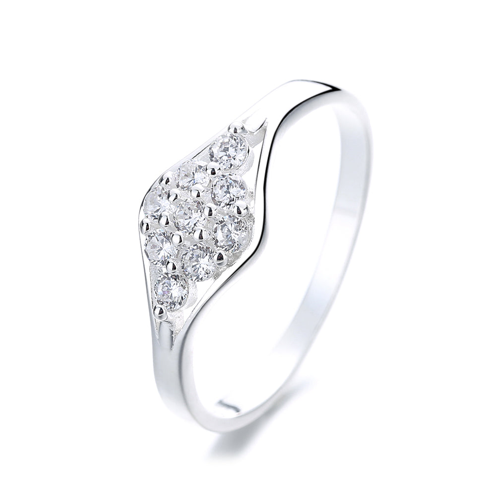 Anel geométrico de prata esterlina com cristais Swarovski