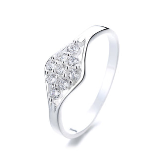 Anel geométrico de prata esterlina com cristais Swarovski