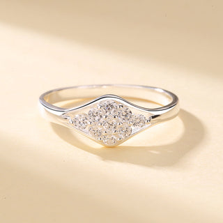 Anel geométrico de prata esterlina com cristais Swarovski