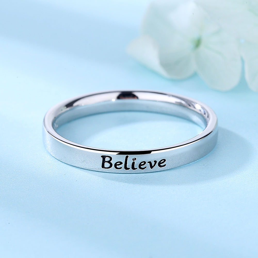 Anel de prata esterlina 'Believe'