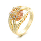 Anel com ramo de peridoto banhado a ouro 14K