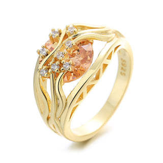 14K Gold Plated Peridot Branch Ring