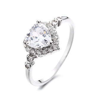 Sterling Silver Engagement Heart Ring With PreciosaÂ® Crystals
