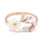 Anel Bypass Floral em Ouro Rosa 14K com Cristais Swarovski