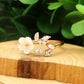 Anel Bypass Floral em Ouro Rosa 14K com Cristais Swarovski