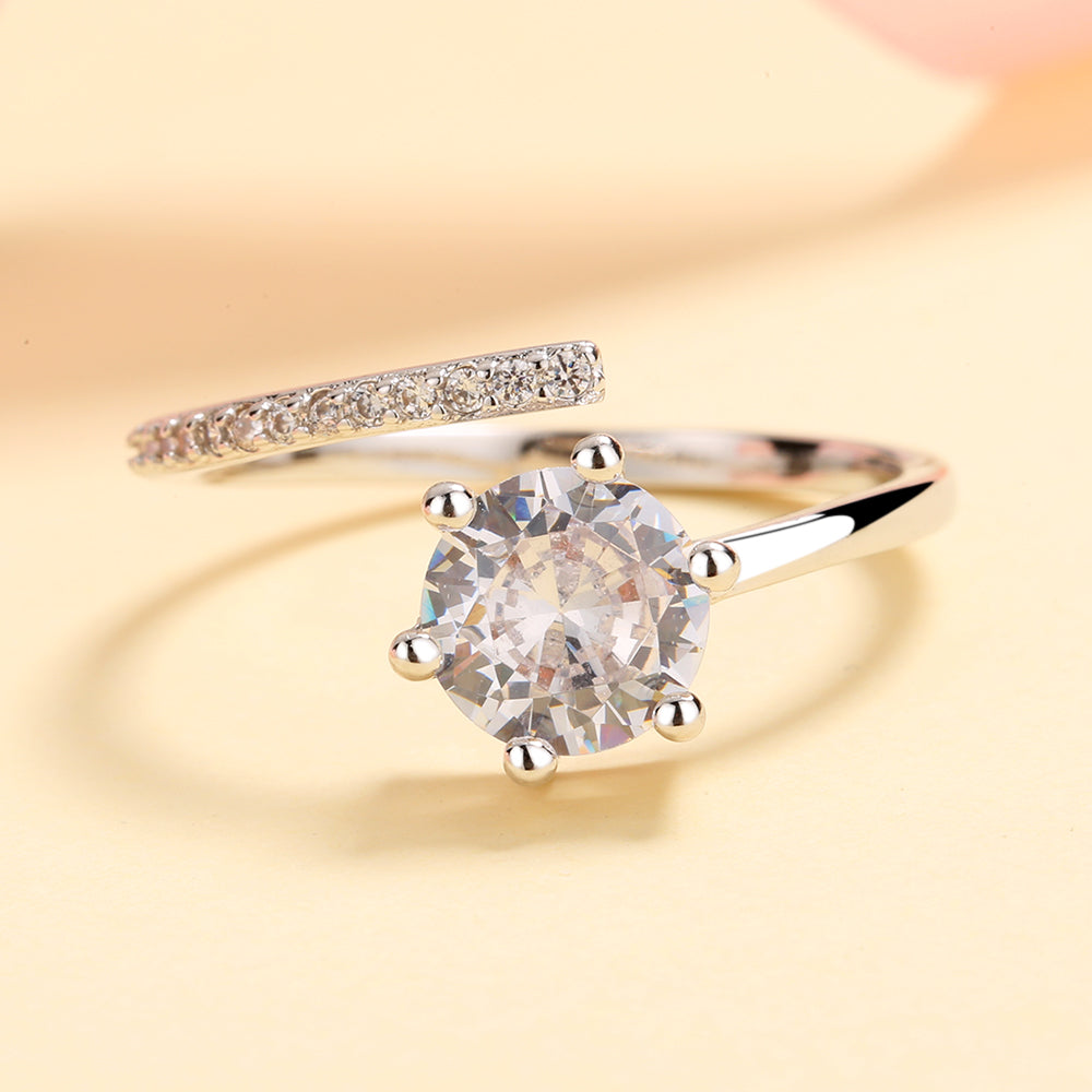 Anel ajustável com sobreposição de prata esterlina e cristais Swarovski