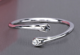 Sterling Silver Adjustable Band with Swarovski Crystal