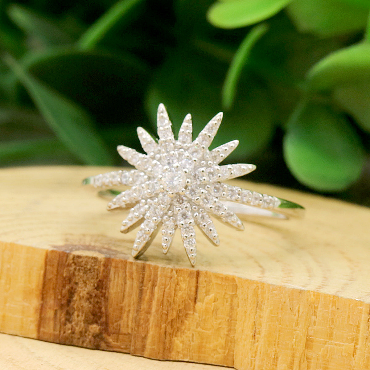 Anel de estrela cadente em prata esterlina com cristais Swarovski