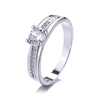 Sterling Silver Round-Cut Ring with crystals from Swarovski