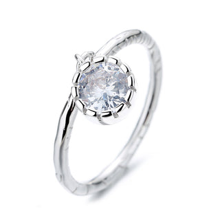 Sterling Silver Hammered Drop Swarovski Crystal Ring