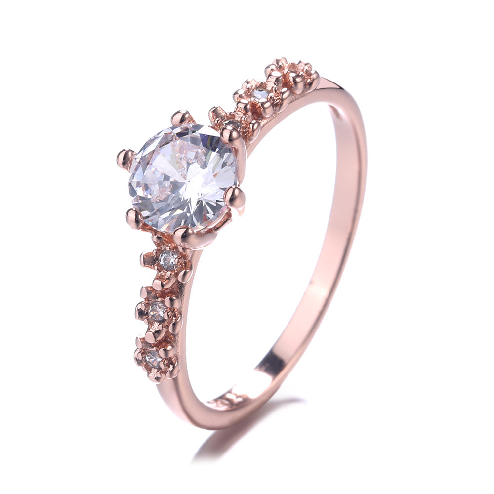 Anel de noivado em prata esterlina com cristais Swarovski