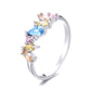 Anel multicortado em prata esterlina e tons pastel com cristais Swarovski
