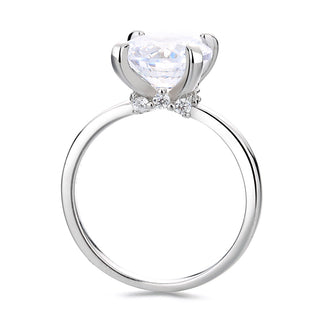 Anel redondo com garras em ouro 14k e prata esterlina com cristais Swarovski