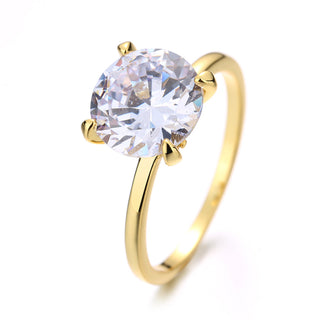 Anel redondo com garras em ouro 14k e prata esterlina com cristais Swarovski