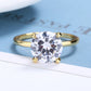Anel redondo com garras em ouro 14k e prata esterlina com cristais Swarovski