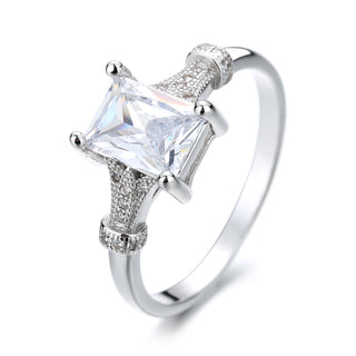 Anel solitário de prata esterlina com cristais Swarovski
