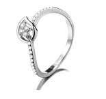 Anel de folha de prata esterlina com cristais Swarovski