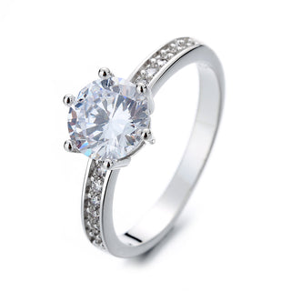 Sterling Silver Classic Engagement Ring with crystals from Swarovski