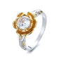 Anel floral em ouro 14K sobre prata esterlina com cristais Swarovski