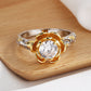 Anel floral em ouro 14K sobre prata esterlina com cristais Swarovski