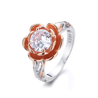 14K Gold over Sterling Silver Floral Ring with crystals from Swarovski