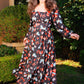 Swann 70s Maxi Dress in Insect Print Crepe | Laura Byrnes & Hope Johnstun