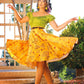 Doris Vintage Swing Skirt in Mustard Spanish Fans | Laura Byrnes & Hope Johnstun
