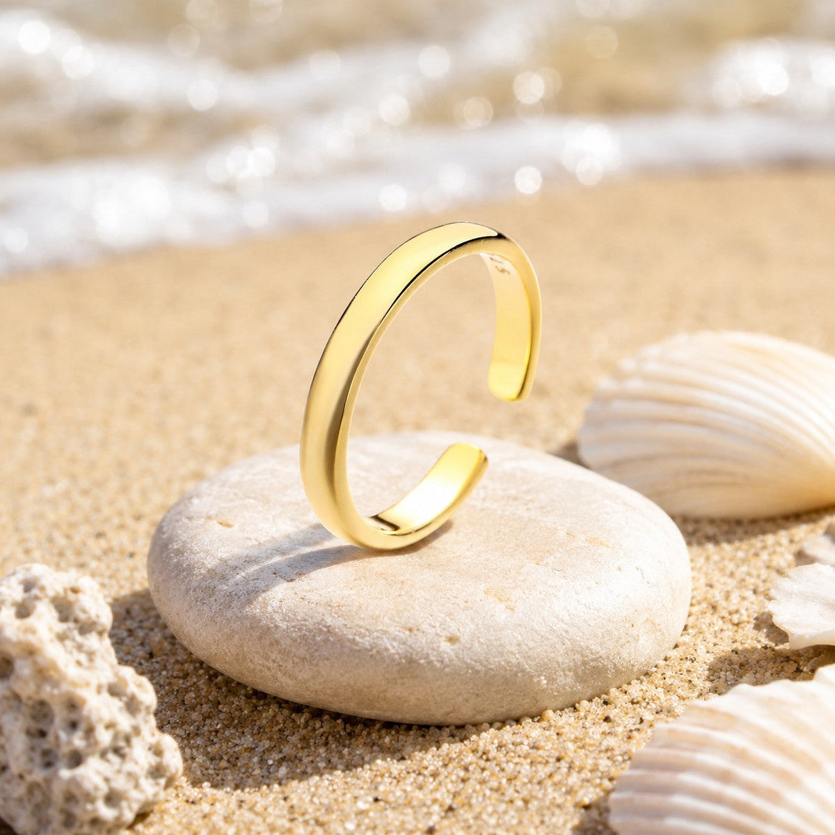 Anel de dedo do pé em ouro 14K e prata esterlina