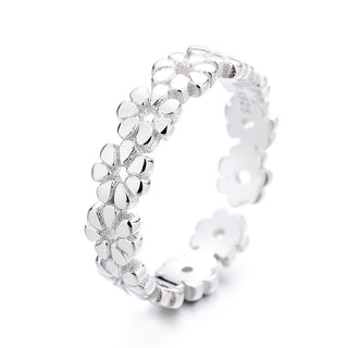 Anel de dedo do pé com flor de prata esterlina