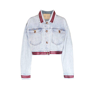 Jaqueta jeans Danielle com forro vermelho – Estilo casual feminino