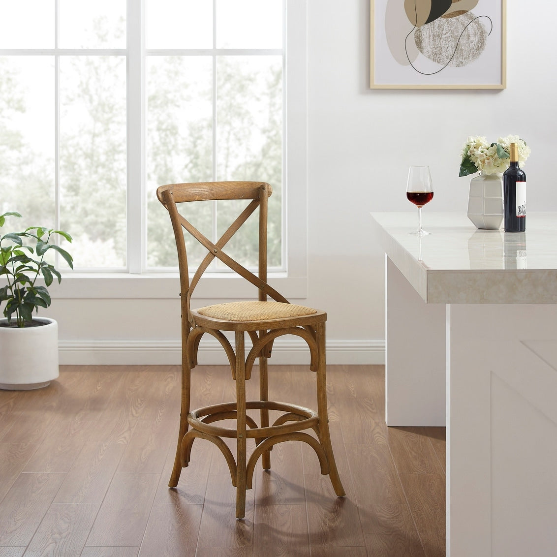 Delilah Rustic Cross Back Counter Stool