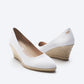 Espadrilles plataforma com corte em U em lona com rosas