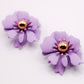 Brincos com pétalas roxas brilhantes – Brinco luxuoso com estampa floral roxa
