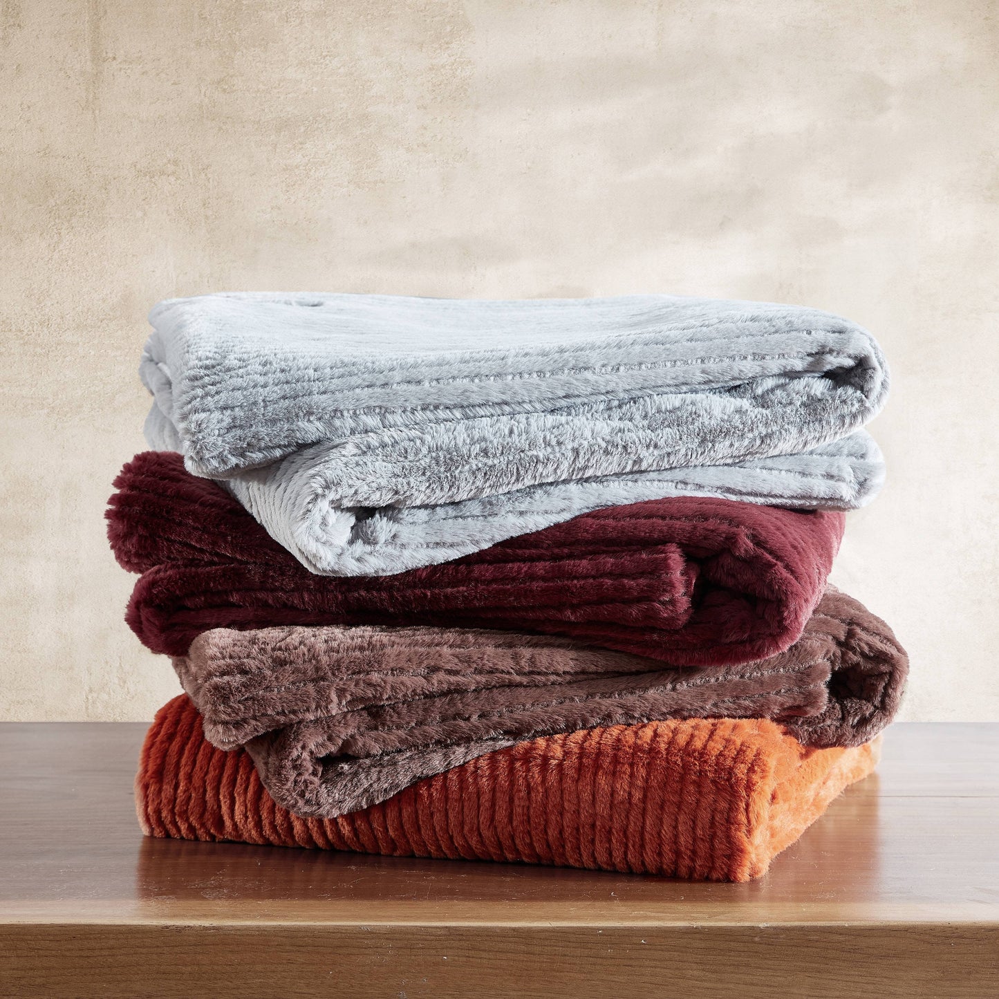 Eddie Bauer Ribbed Super Soft Textured Solid Plush Throw Blanket