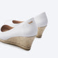 Espadrilles plataforma com corte em U em lona com rosas