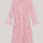 Ganni - SEQUINS SEQUINS LONG COLLAR GATHERED FITTED DRESS